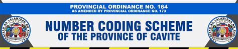 coding in cavite today|Number Coding Scheme Ordinance of the Province of .